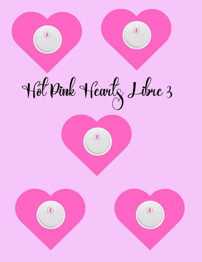 Barbie Inspired Dexcom G7/Libre CGM Cover Patches - Pink Hearts, Pack of 5