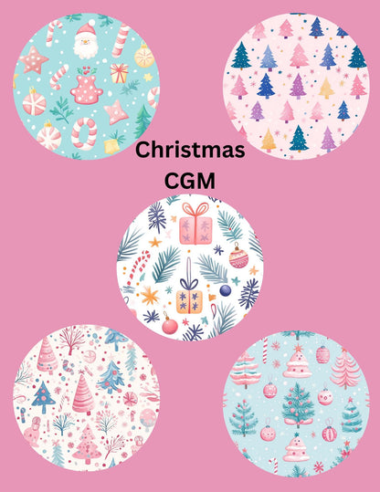 Christmas CGM Stickers, Pastel Dexcom G7, Libre 3, Omnipod, Pack of 5