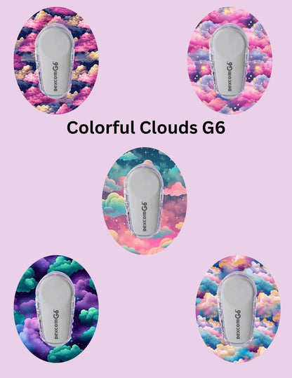 Colorful Clouds CGM Adhesive Patch, Dexcom G7/Libre/G6, Omnipod Cover - 5 Pack