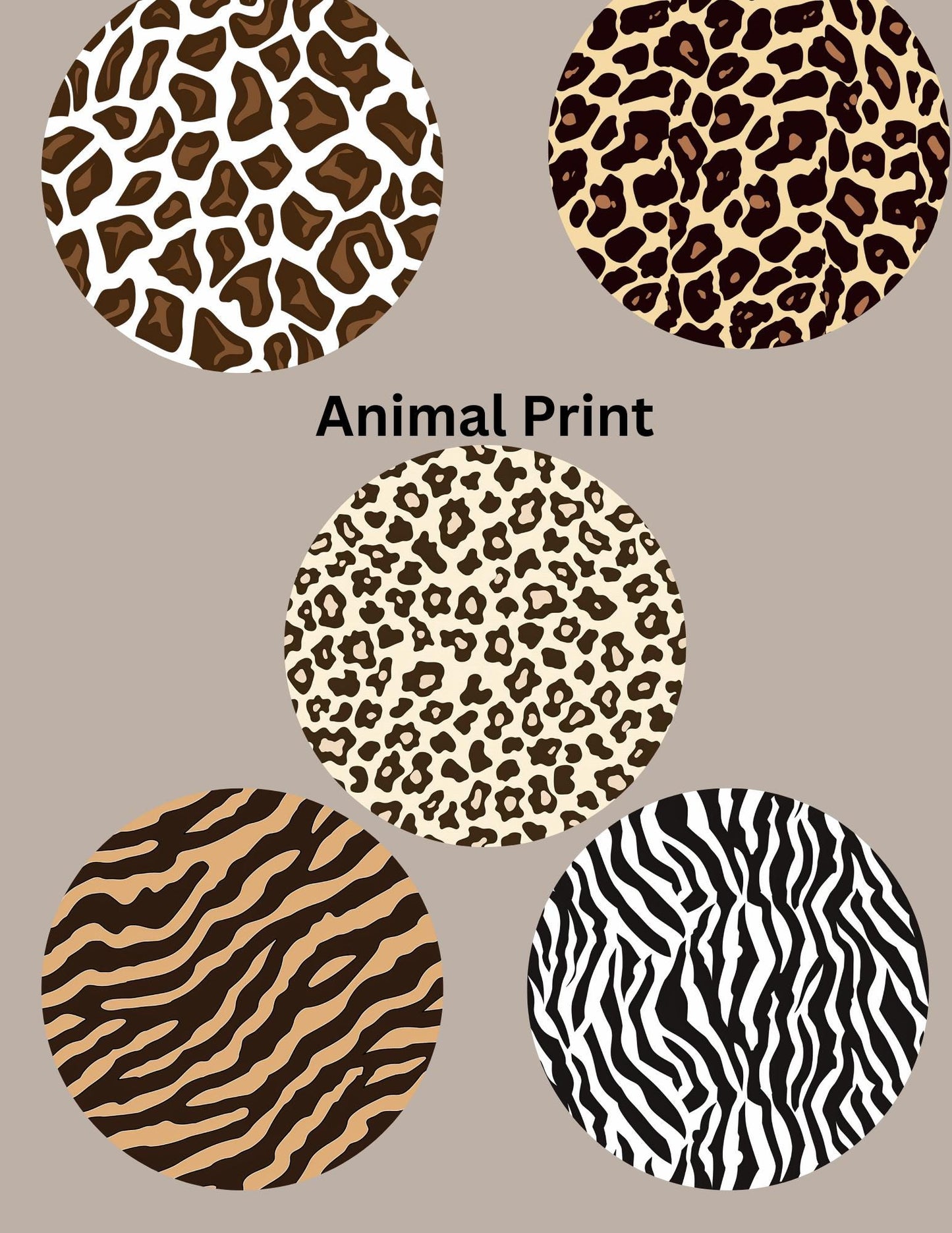 Animal Print CGM Cover Patches for Dexcom G7/Libre - 5 Pack