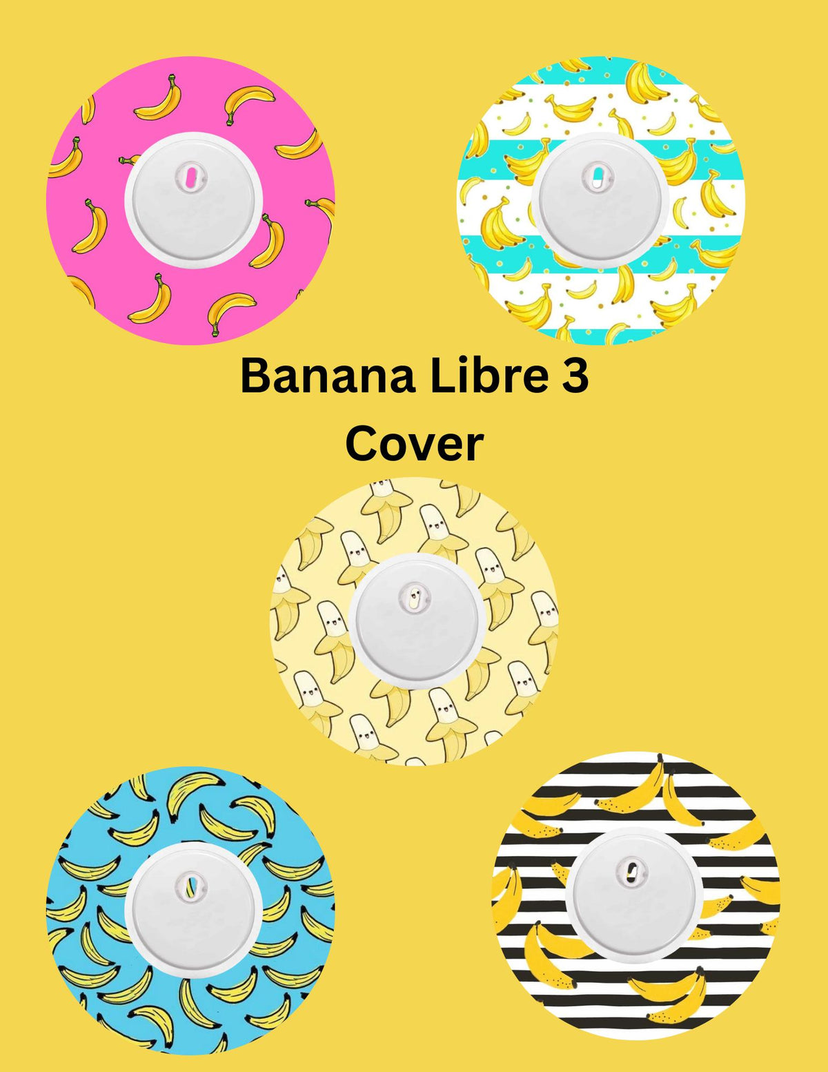 Banana CGM Cover Patches, Dexcom G7/Libre/G6, Omnipod, Pack of 5