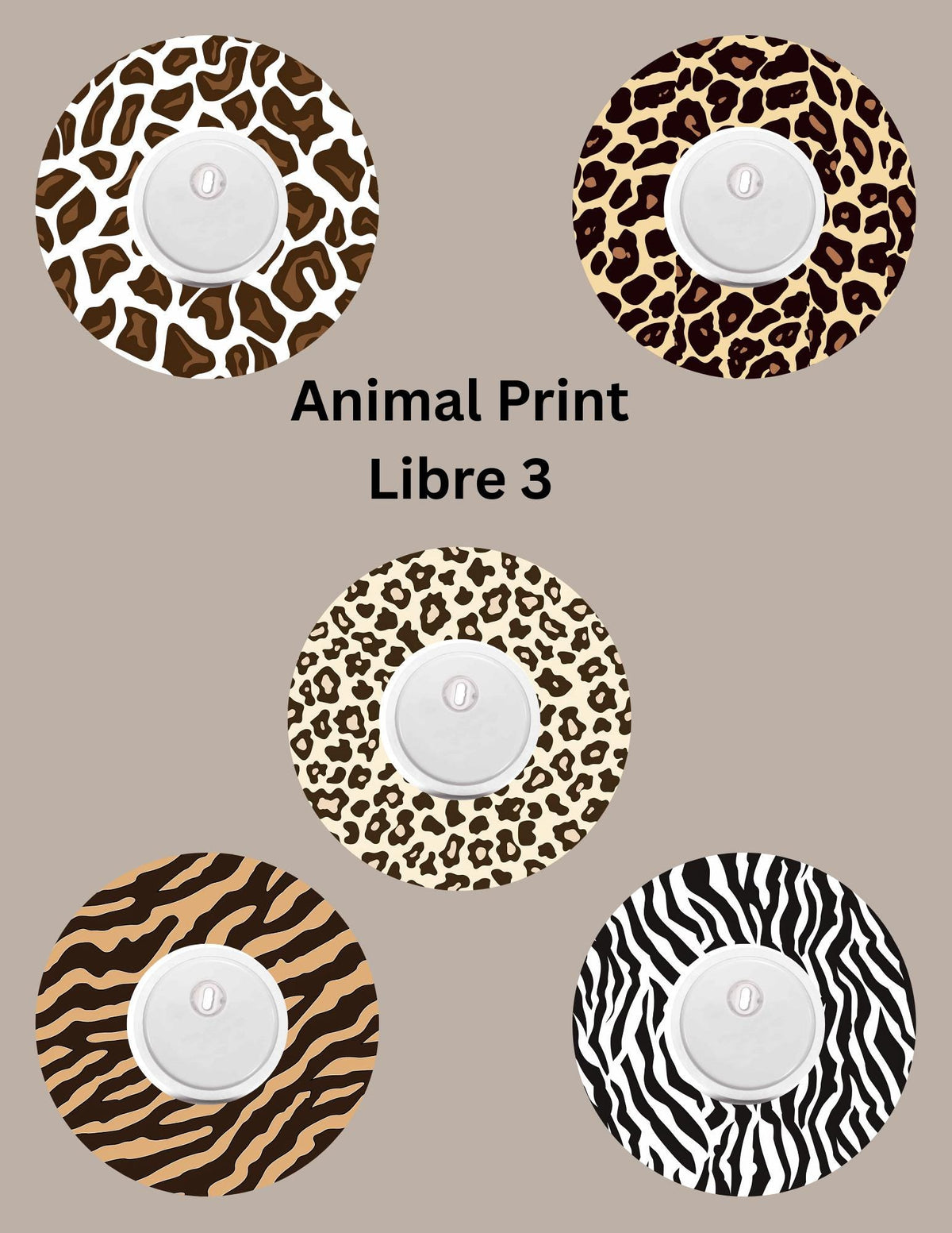 Animal Print CGM Cover Patches for Dexcom G7/Libre - 5 Pack