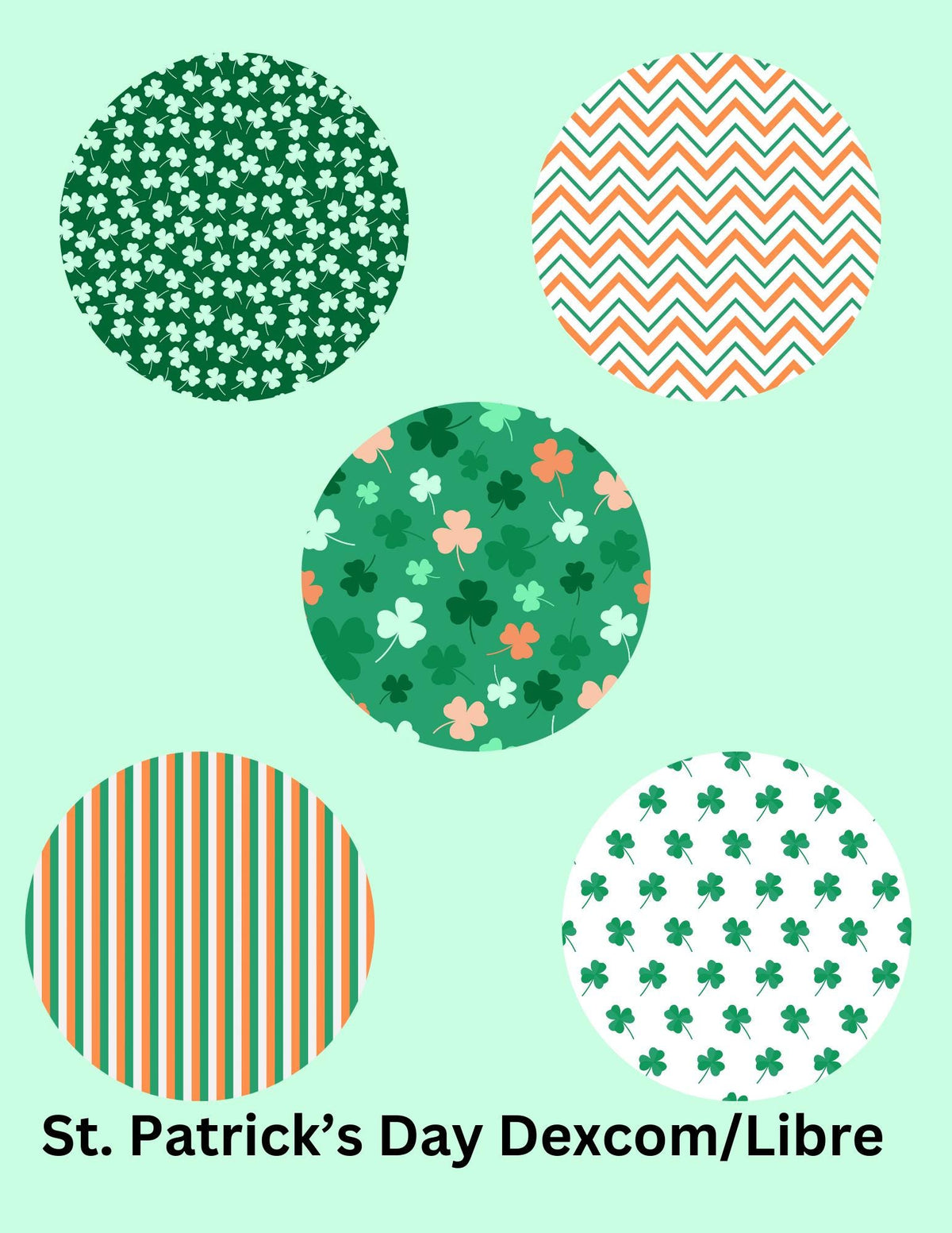 St. Patrick's Day CGM Stickers, Dexcom G7, Libre 3, SuperSkin Patches, 5-Pack