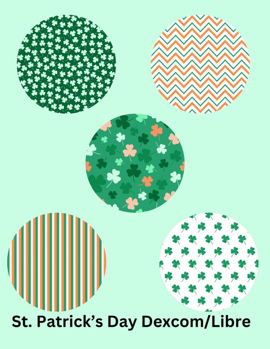 St. Patrick's Day CGM Stickers, Dexcom G7, Libre 3, SuperSkin Patches, 5-Pack