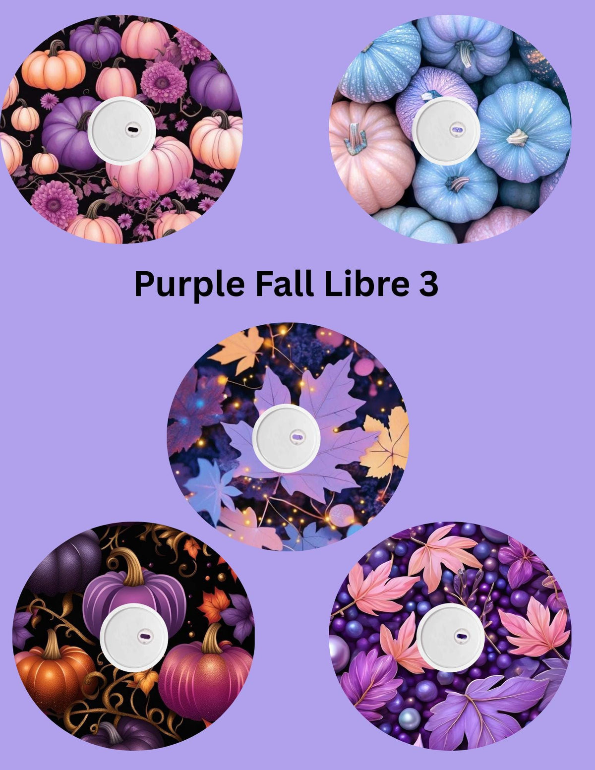 Purple Fall CGM Stickers, Dexcom G7 G6 Libre 3 2, 5-Pack