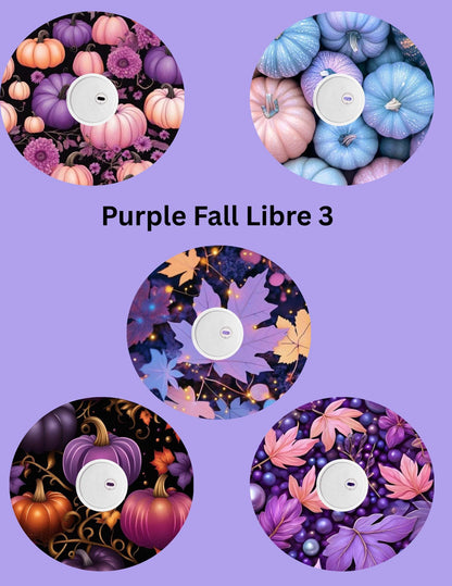 Purple Fall CGM Stickers, Dexcom G7 G6 Libre 3 2, 5-Pack