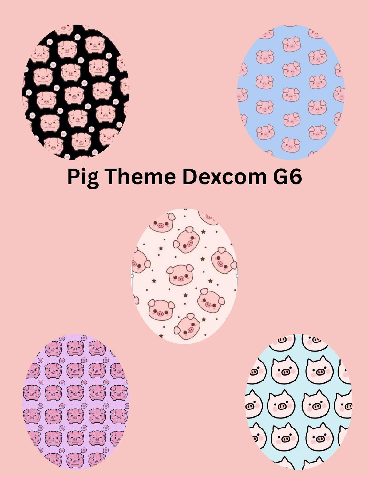 Dexcom G7, G6 Libre 3 Libre 2 CGM Omnipod Cover Patches Cute Pig Themed Pack of 5 With or Without opening