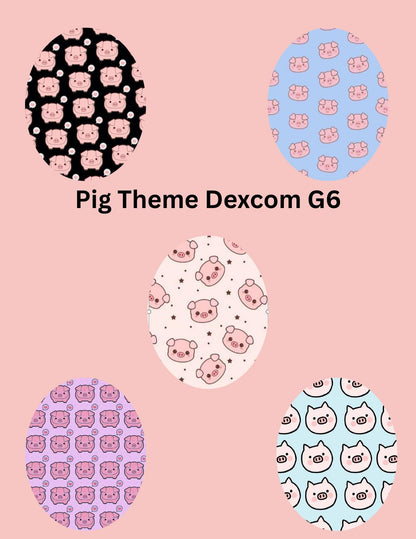 Dexcom G7, G6 Libre 3 Libre 2 CGM Omnipod Cover Patches Cute Pig Themed Pack of 5 With or Without opening