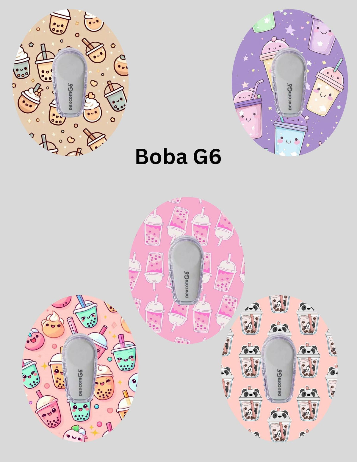 Boba CGM Patches, Dexcom G7, Libre 3, Omnipod Cover, Pack of 5