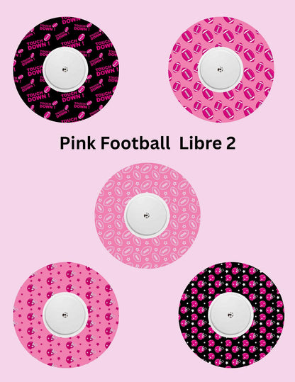 Pink Football CGM Covers, Dexcom G7, G6, Libre 2, 3, Omnipod, 5 Pack