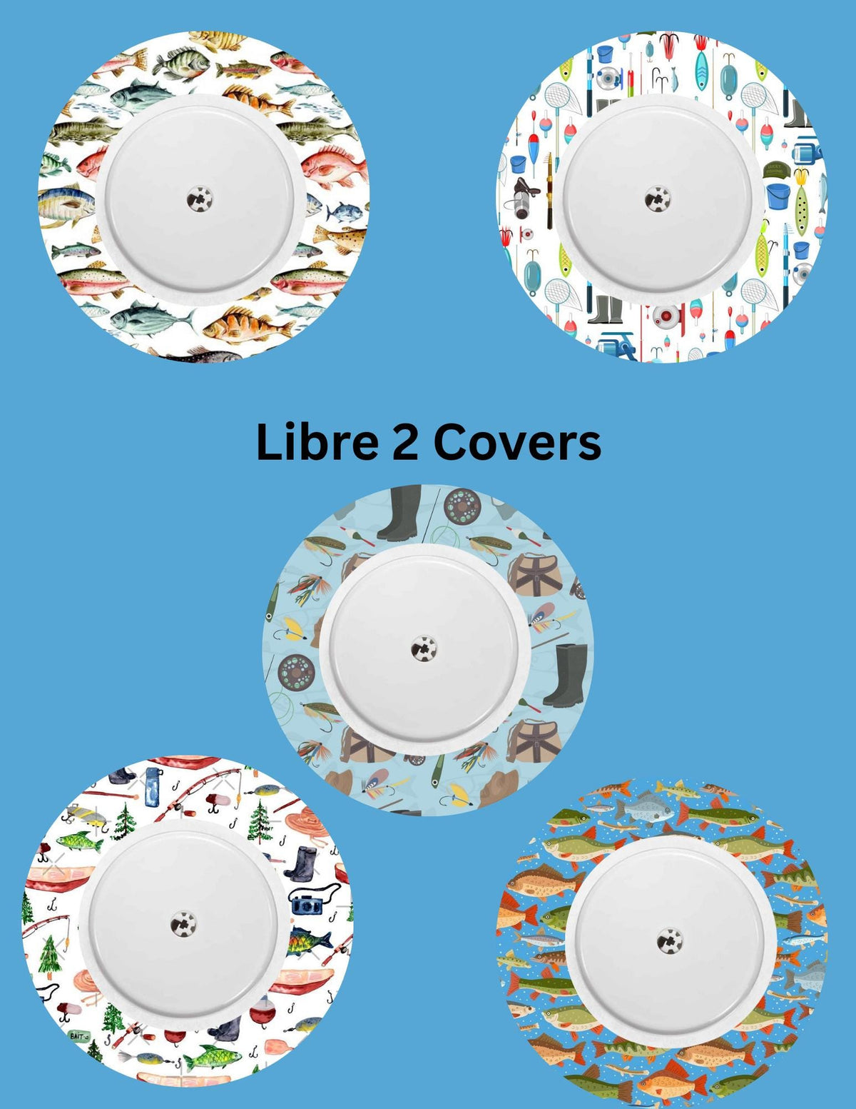 Fishing Theme CGM Stickers | Dexcom G7, Libre 2/3, G6 Cover Patches (5-Pack)