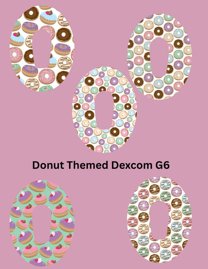 Donut CGM Sensor Cover Stickers: Dexcom G6, G7, Libre 2, 3 (Set of 5)