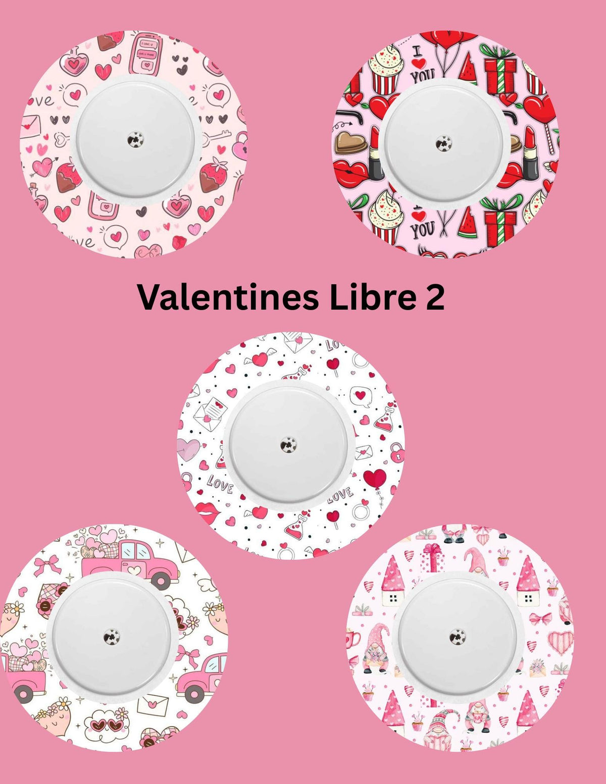 Valentines Day CGM Patches, Dexcom G7, Libre 3, Omnipod Cover, Pack of 5