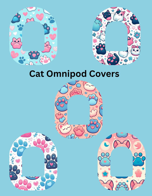 Omnipod Cover Cute Cat Theme Style Pack of 5