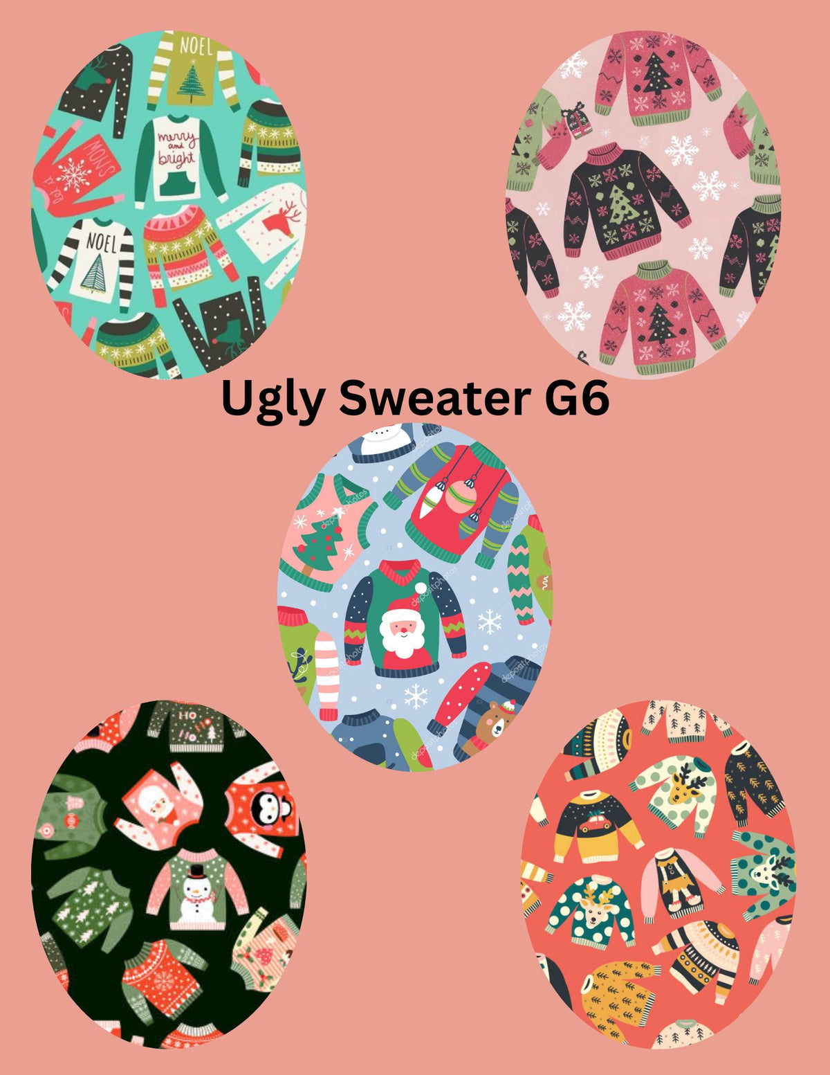 Ugly Sweater CGM Stickers, Christmas Theme, Pack of 5