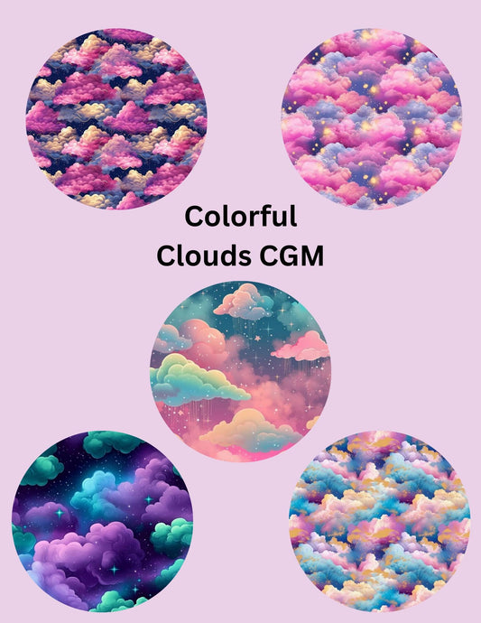 Colorful Clouds CGM Adhesive Patch, Dexcom G7/Libre/G6, Omnipod Cover - 5 Pack