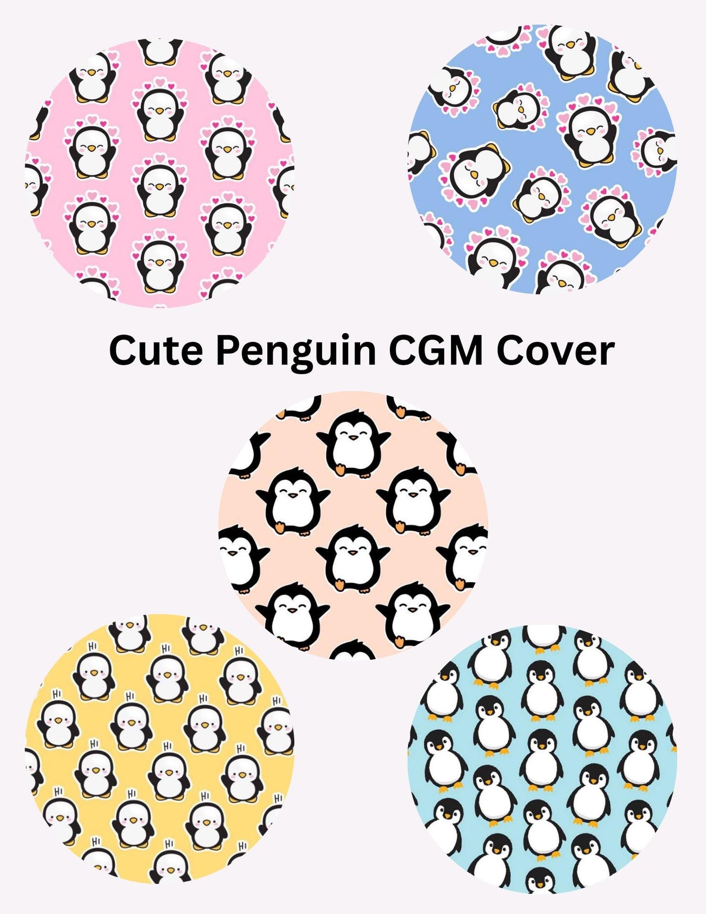 Pastel Penguin CGM Cover: Dexcom, Libre, Omnipod - 5 Pack