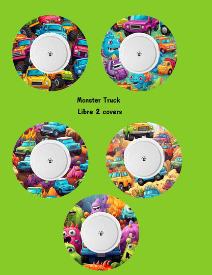 Monster Truck CGM Cover Patches: Dexcom G7, G6, Libre 3, 2 (Pack of 5)