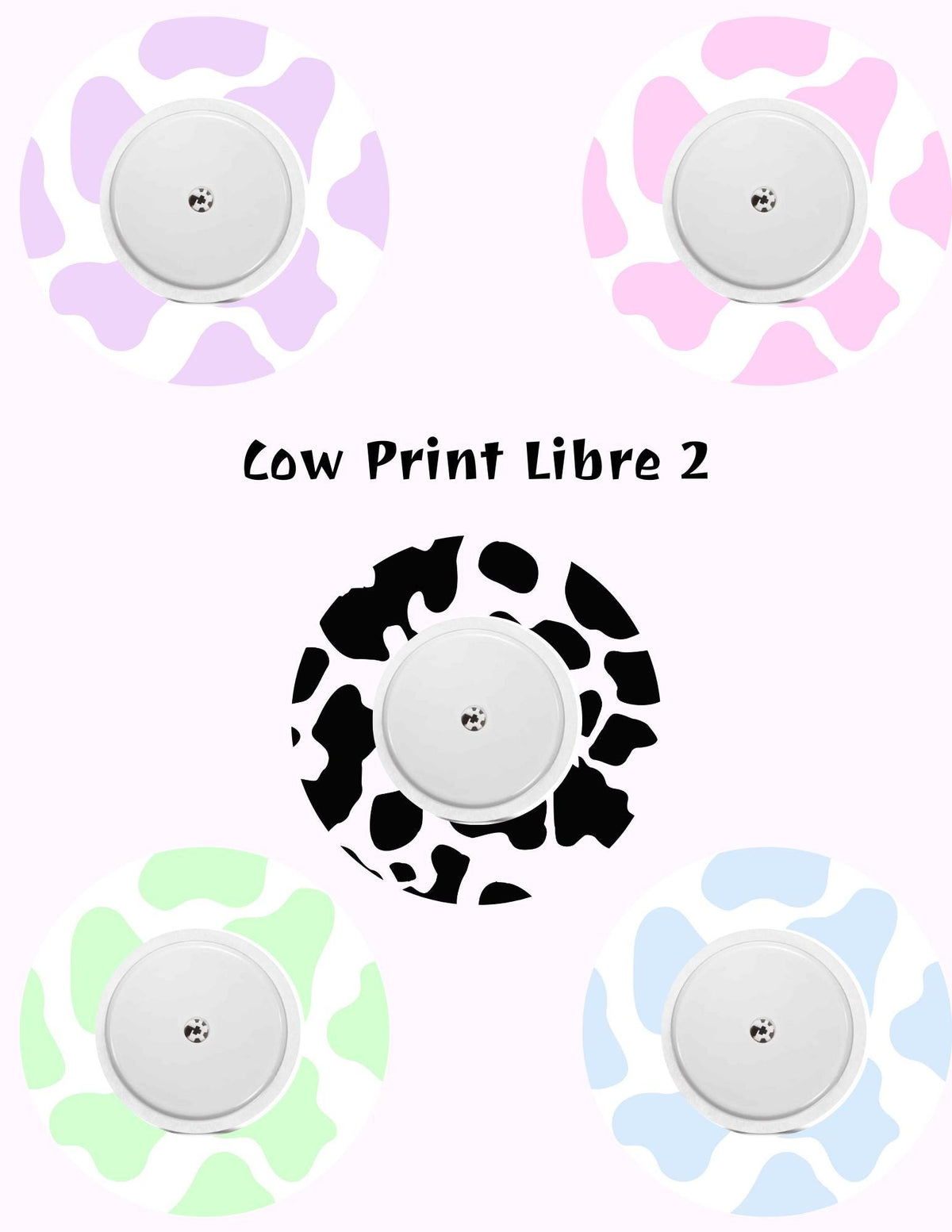 Cow Print CGM Adhesive Patches, Dexcom G7/G6/Libre, Style Pack