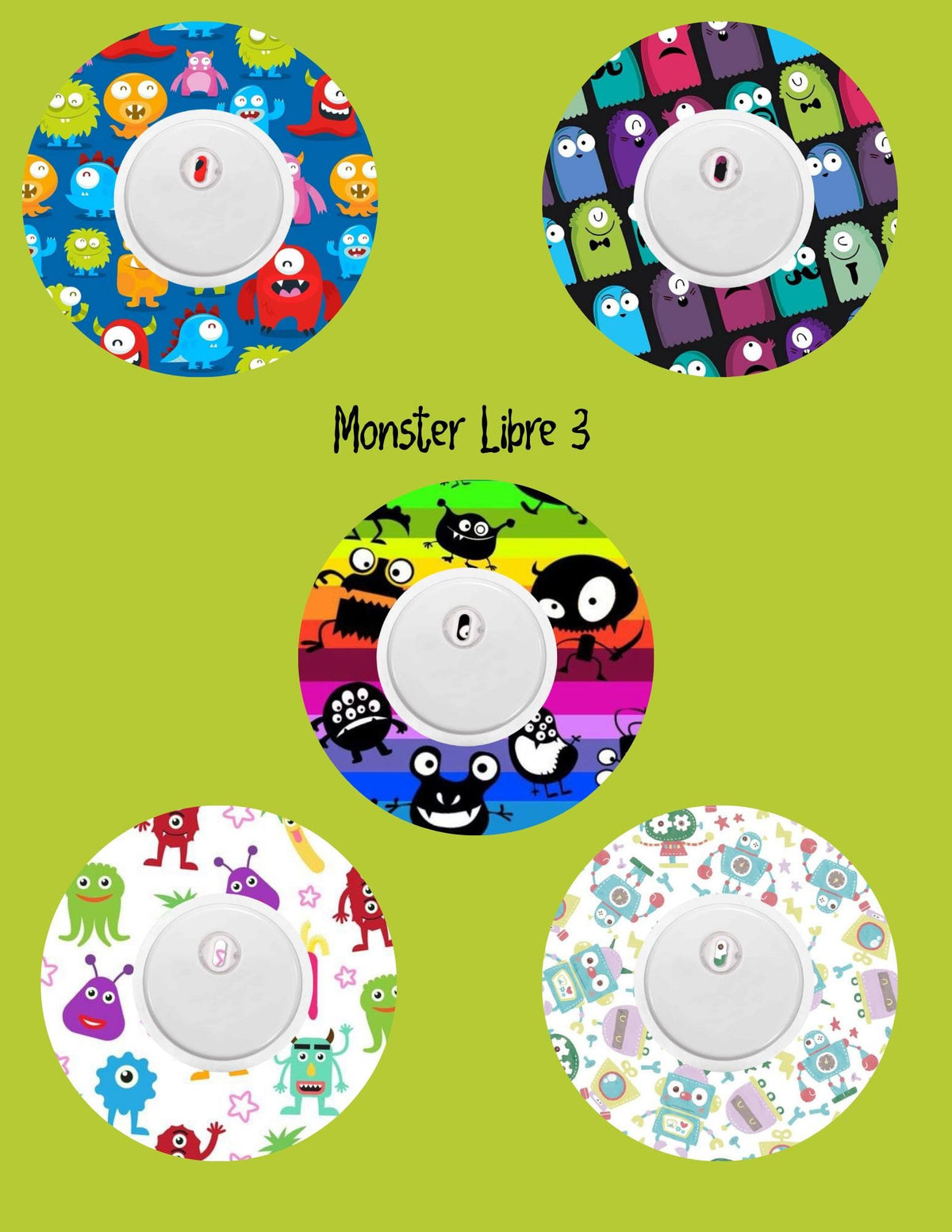Dexcom G7 Dexcom G6 Libre 3, Libre 2 CGM Cover Patches Cute Monster Theme Style Pack of 5 with or without opening