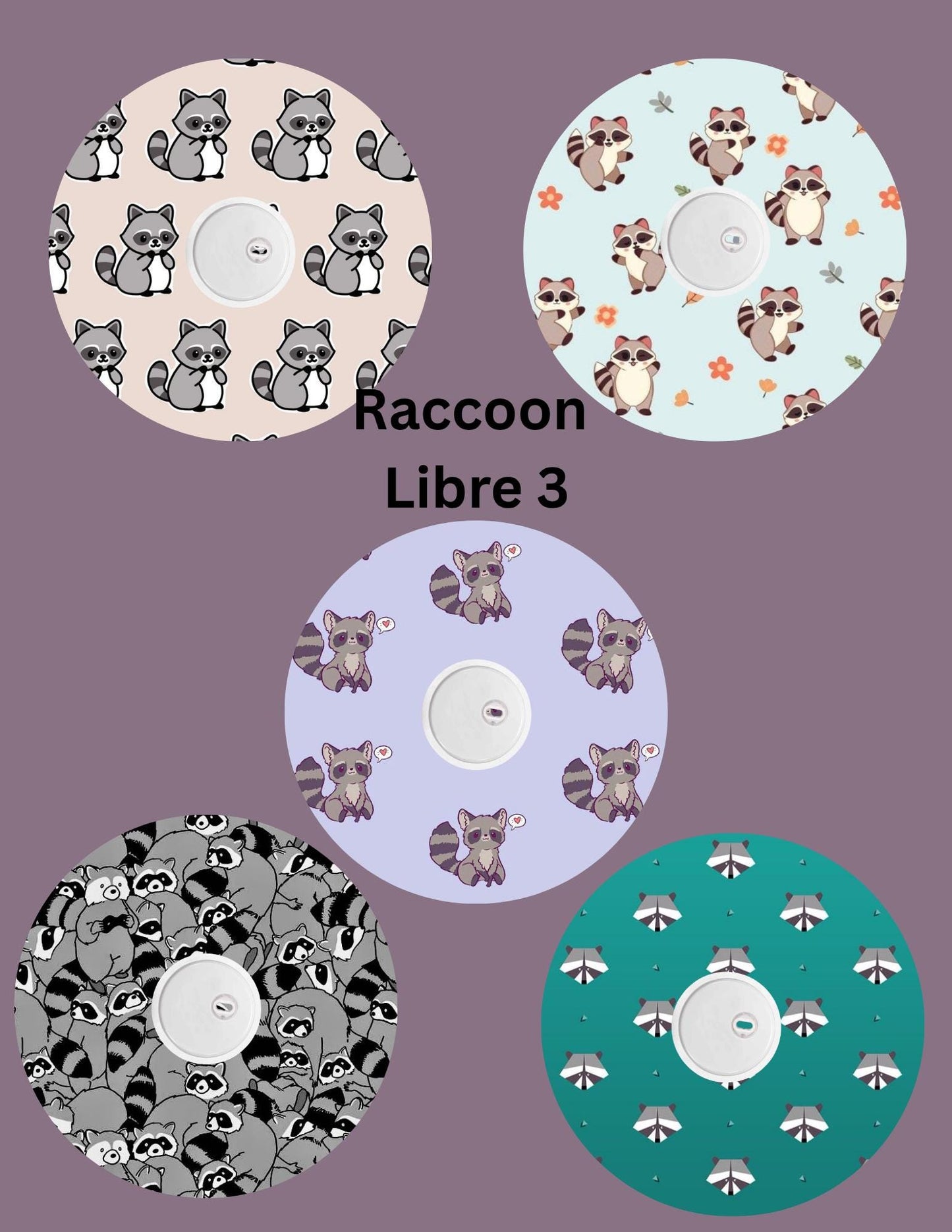 Raccoon Dexcom CGM Covers: G7, G6, Libre, Omnipod - 5 Pack