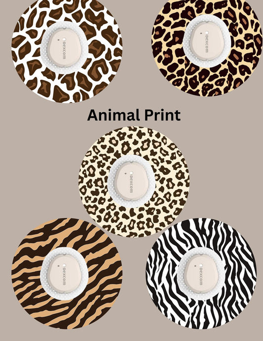 Animal Print CGM Cover Patches for Dexcom G7/Libre - 5 Pack