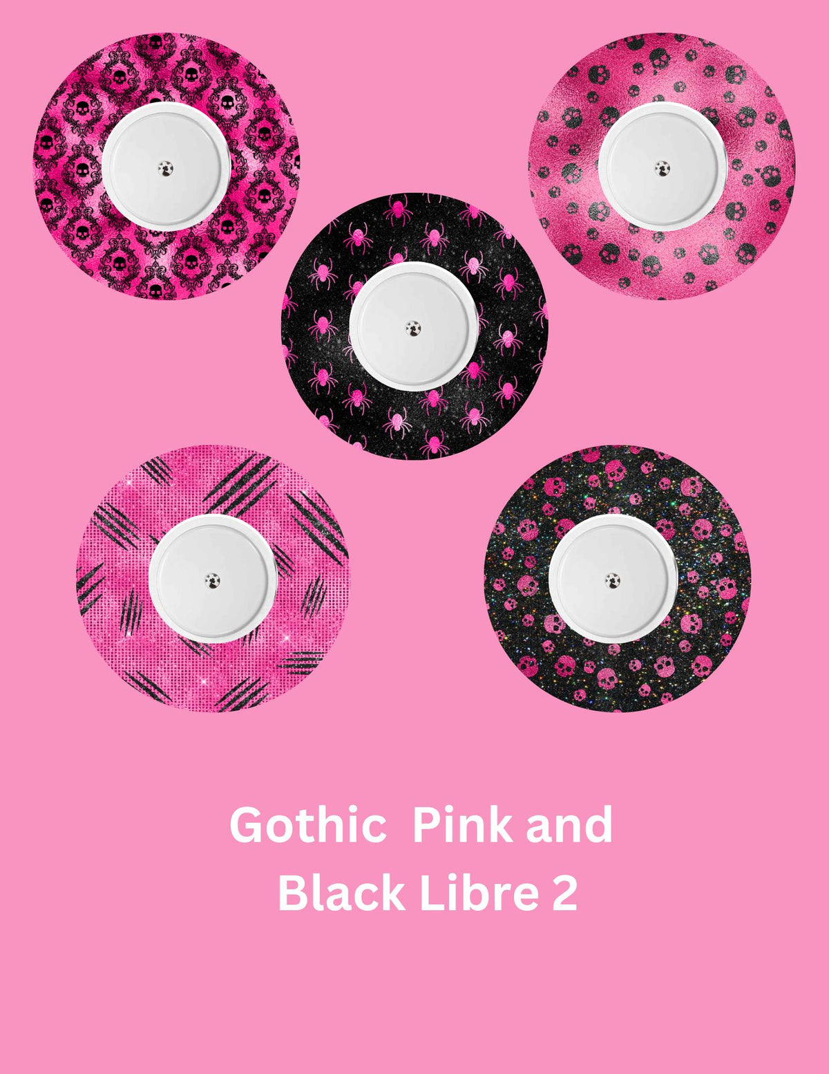Gothic Pink & Black CGM Covers, Dexcom G7, Libre 3, Libre 2, Style Pack