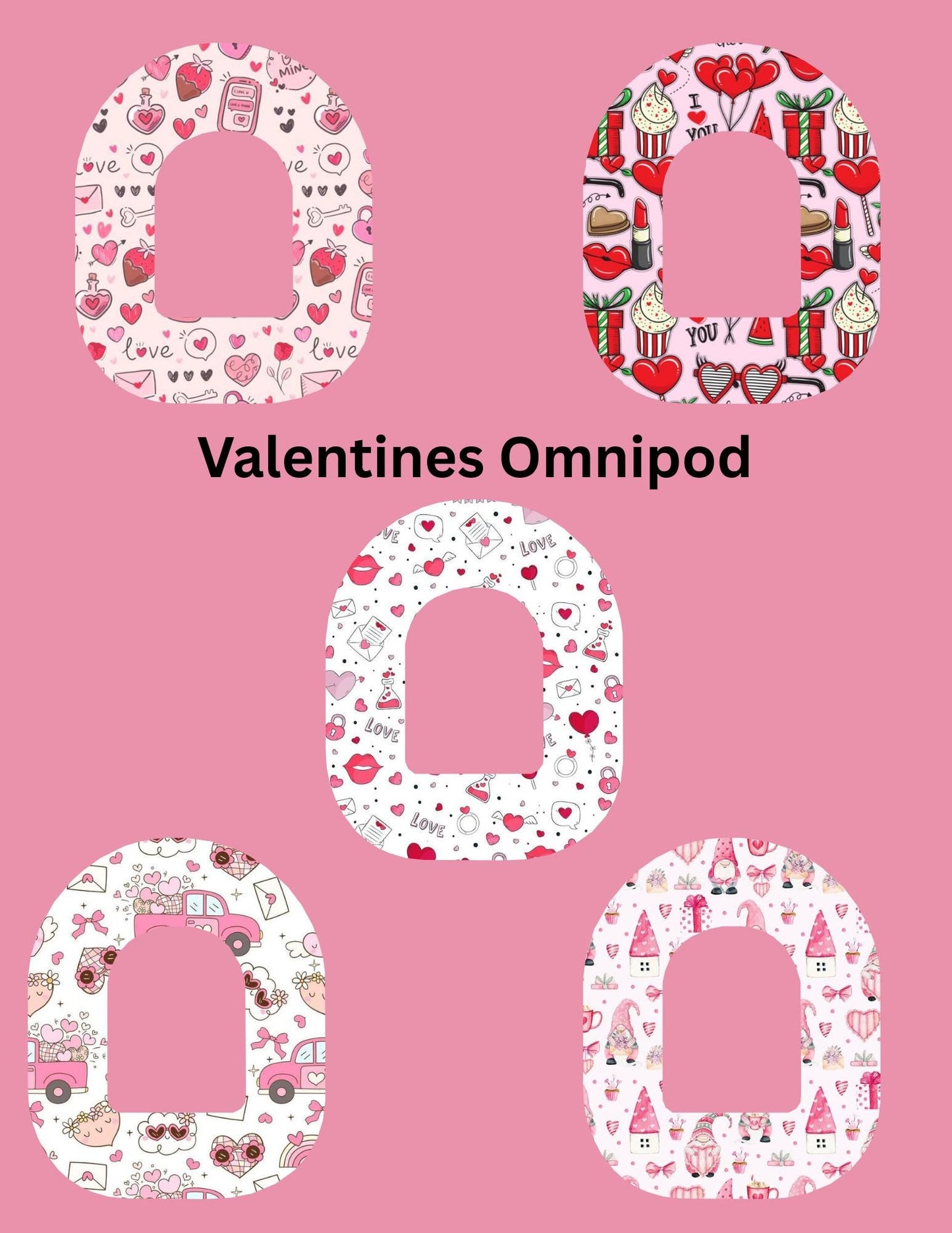 Valentines Day CGM Patches, Dexcom G7, Libre 3, Omnipod Cover, Pack of 5