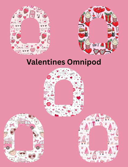 Valentines Day CGM Patches, Dexcom G7, Libre 3, Omnipod Cover, Pack of 5