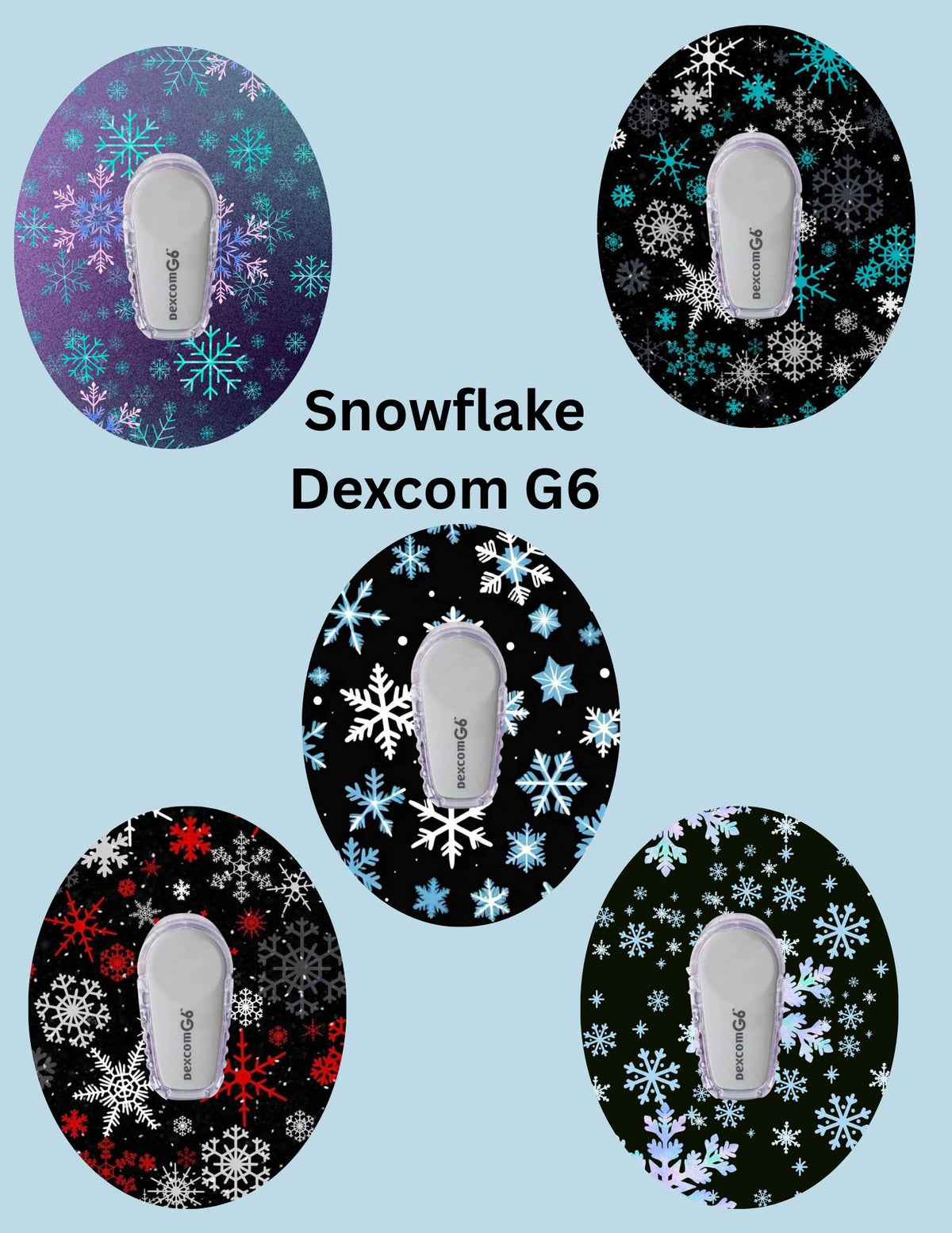 Snowflake CGM Cover Patches, Variety Pack of 5