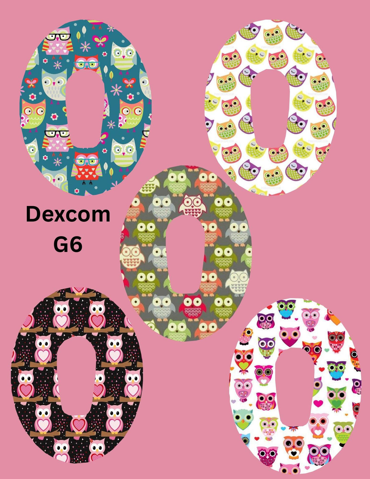 Owl Dexcom G7/Libre CGM Cover Patches, Style Pack of 5
