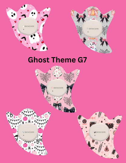 Dexcom G7 CGM Cover Patches, Ghost Theme Style, Pack of 5