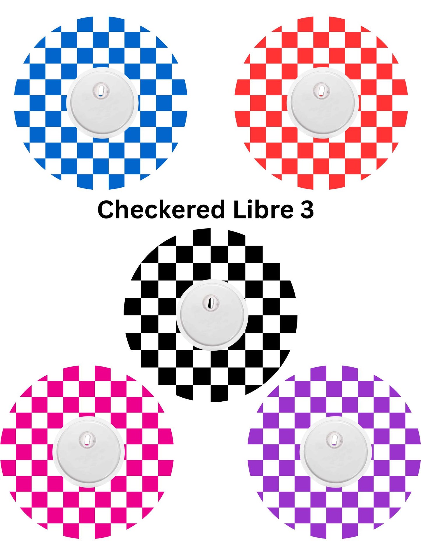 Checkered CGM Patches, Dexcom G7, G6, Libre, Omnipod, 5-Pack