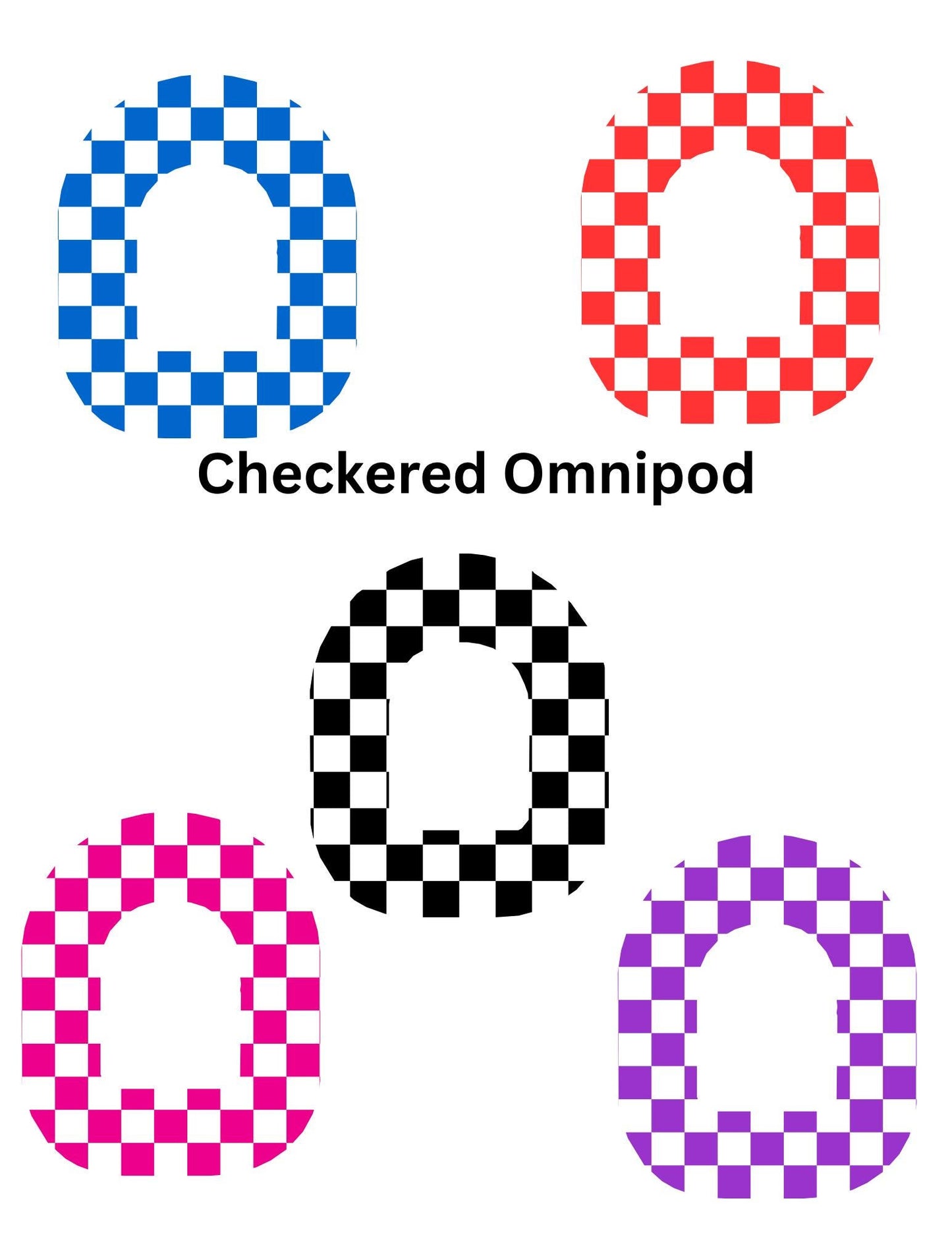 Checkered CGM Patches, Dexcom G7, G6, Libre, Omnipod, 5-Pack