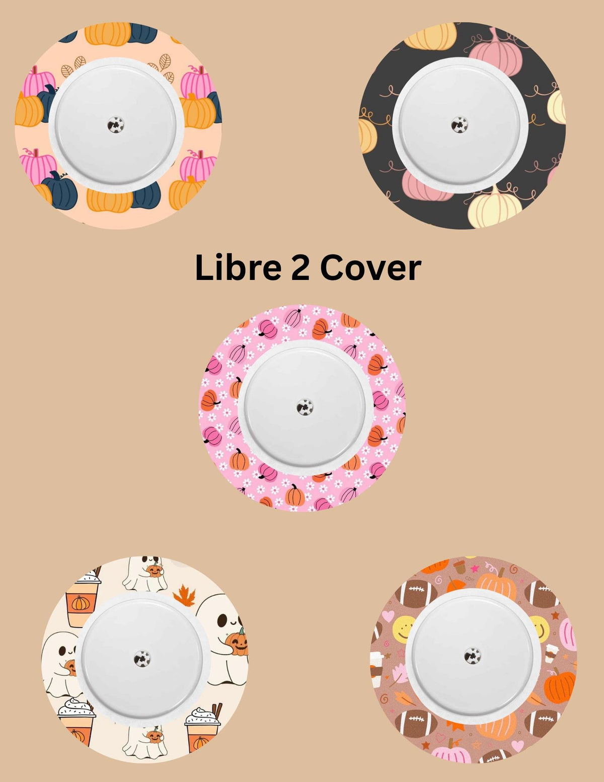 Pumpkin CGM Cover Patches, Dexcom G7, Libre, Halloween Style, 5 Pack