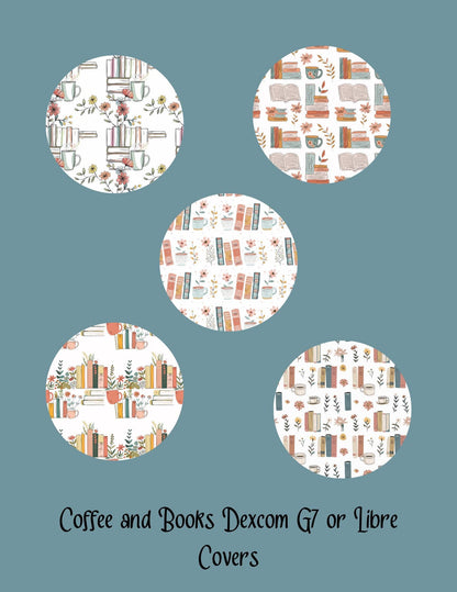 Coffee & Books CGM Stickers | Dexcom G7/G6, Libre 2/3 (5-Pack)