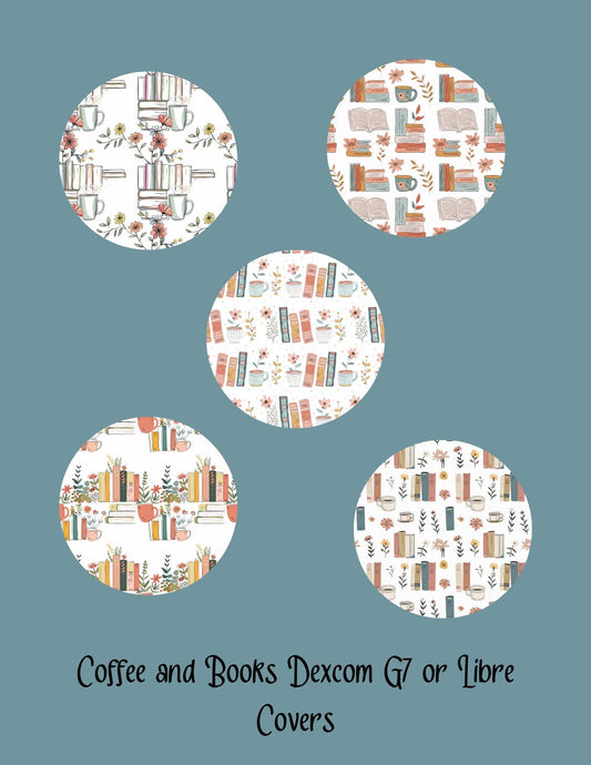Coffee & Books CGM Stickers | Dexcom G7/G6, Libre 2/3 (5-Pack)