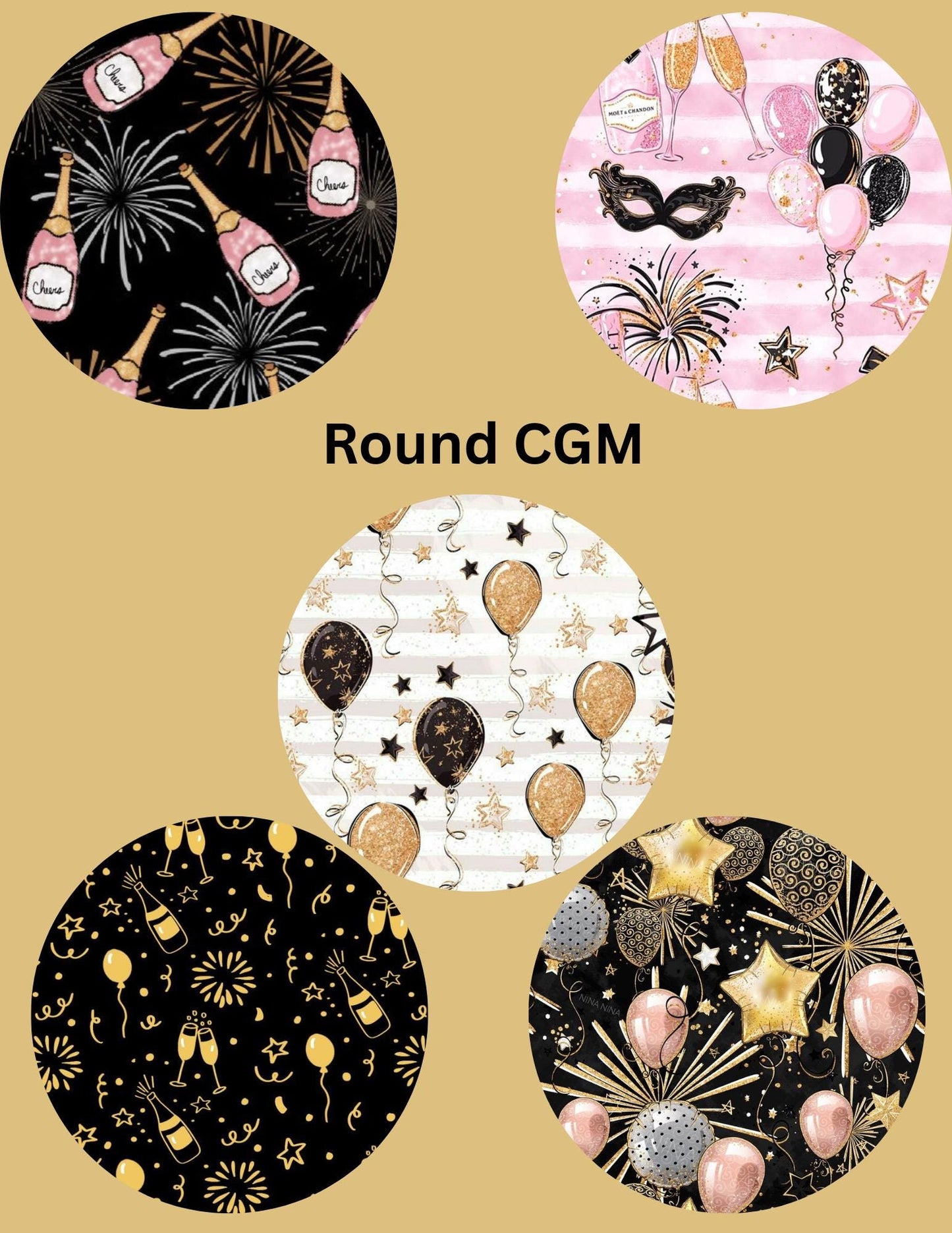 Dexcom G7, G6 Libre 3 Libre 2 CGM Omnipod Cover Patches New Years Themed Pack of 5 With or Without opening