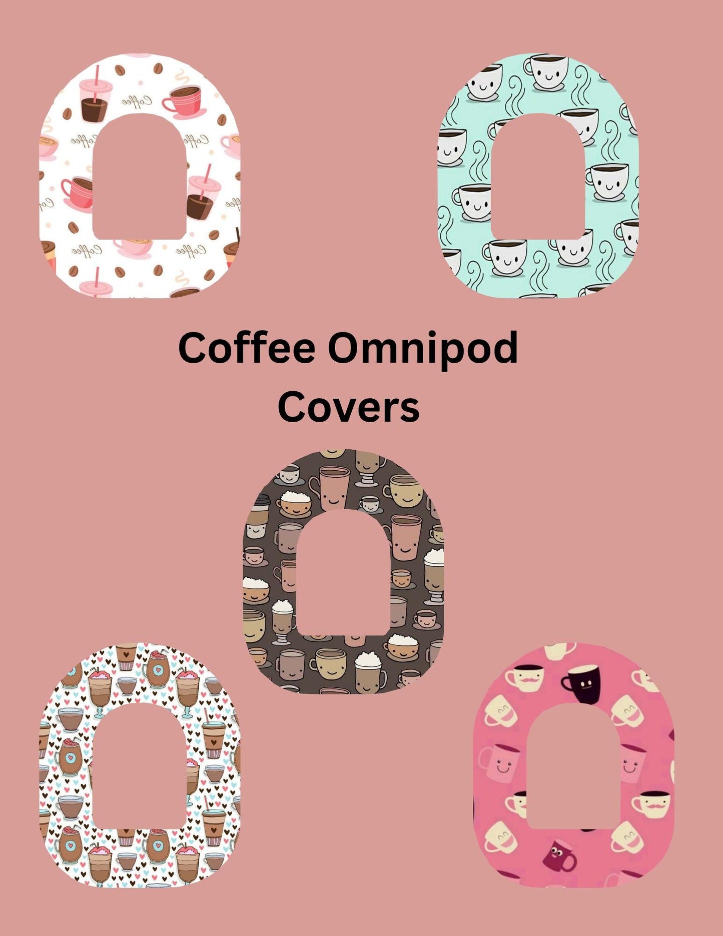 Omnipod Cover Coffee Theme Style Pack of 5