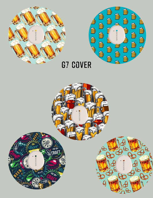Beer Style CGM Sensor Cover Patch, Dexcom G7 G6 Libre, 5-Pack