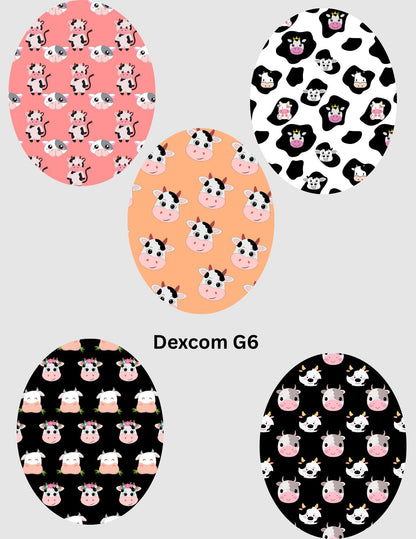 Cow Dexcom/Libre Sensor Covers, CGM Adhesive Patches, Set of 5