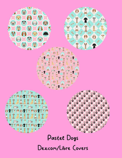 Dog Print CGM Stickers, Dexcom G7 G6, Libre 3 2, Pastel Puppy