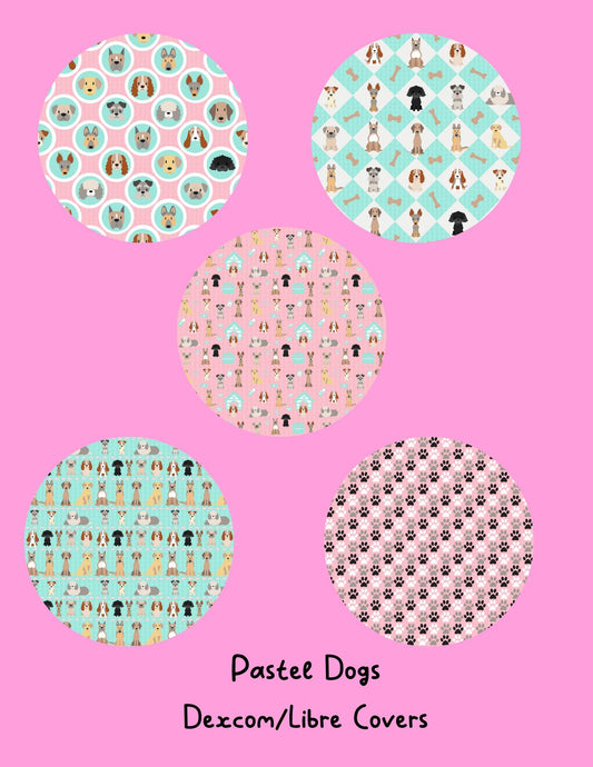 Dog Print CGM Stickers, Dexcom G7 G6, Libre 3 2, Pastel Puppy
