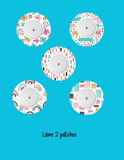 Doodle Dexcom CGM Cover Patches: Multi-Color Style, SuperSkin Tape, 5-Pack