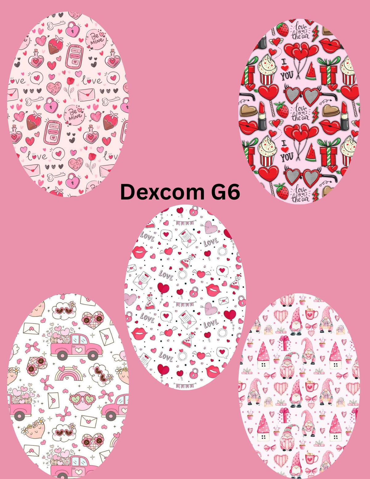 Valentines Day CGM Patches, Dexcom G7, Libre 3, Omnipod Cover, Pack of 5