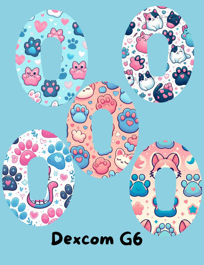 Cat Theme CGM SuperSkin Cover Patches, Dexcom G7, G6, Libre (Pack of 5)