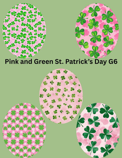 Pink and Green St. Patrick's Day CGM Patches, Dexcom G7, Libre 3, Omnipod Cover, Pack of 5