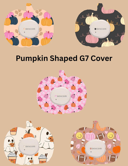 Pumpkin CGM Cover Patches, Dexcom G7, Libre, Halloween Style, 5 Pack