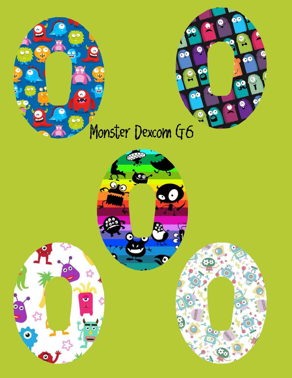 Dexcom G7 Dexcom G6 Libre 3, Libre 2 CGM Cover Patches Cute Monster Theme Style Pack of 5 with or without opening