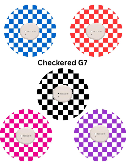 Checkered CGM Patches, Dexcom G7, G6, Libre, Omnipod, 5-Pack